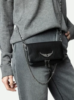 Fashion Zadig & Voltaire Swing Your Wings Rock Nano ClutchICONIC Noirsilver